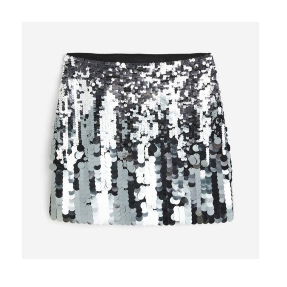 H&M Silver Sequined Mini Skirt Size 12